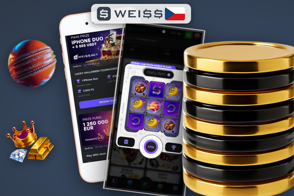 Pokladna Weiss Casino s polem pro promo kód WEISLUCKY a ikonami platebních metod