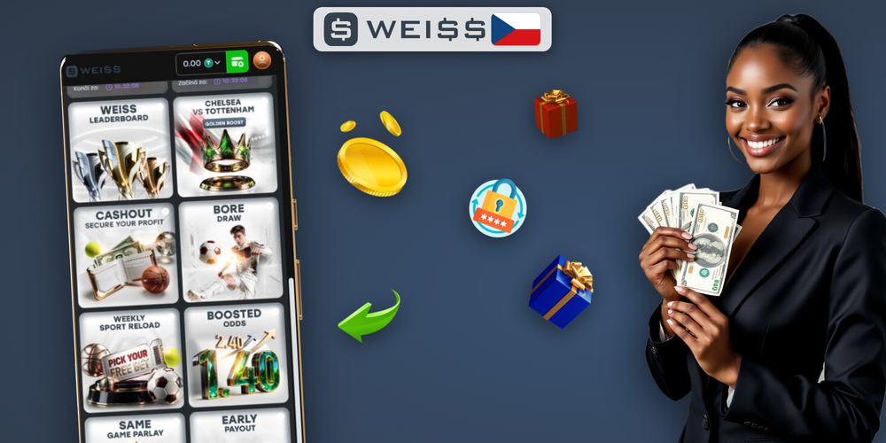 Weiss Casino free spiny a uvítací balíček – mobilní slot s mincemi na tmavém pozadí